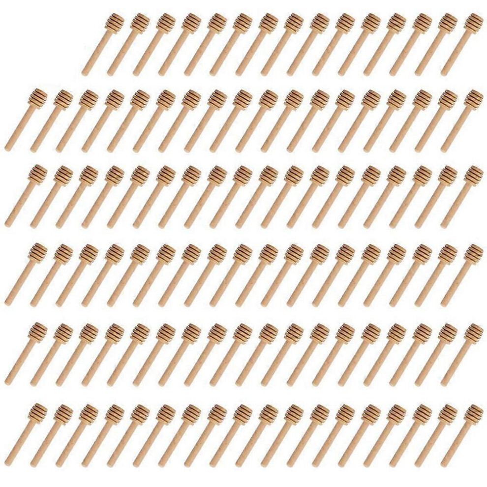 (As Show, One Size) 100 Pack Mini Wooden Honey Dipper Sticks, Honey Dippers 3 Inch With Individually Wrapped Server 4633265457973