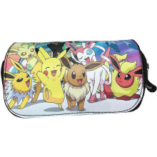 (As show, One size) 1 Pcs Black Newest Large Big Capacity Canvas Double Zipper Anime Cartoon Animal Pen Pencil Bag Case Game Cosmetic Makeup Pouch Office Set