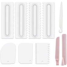 (As show, One size) Cake Scraper Set of 10 Packs,Cake Decorating Comb and Icing Smoother, Plastic Sawtooth Cake Scraper,Kitchen Baking Mold DIY Tool