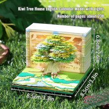 (Green, One size) 2025 Tree House 3D Desk Calendar Cute Note with Night Light Paper Sculpture Green Tree Calendar Home Holiday Decoration