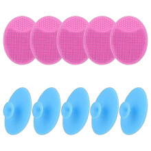 (As show, One size) 10 Pieces Silicone Facial Cleansing Brush Set,Soft Silicone Facial Cleansing Brush, Handheld Face Scrubber Pore Cleansing Brush