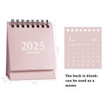(Pink, one size) 2025 Mini Simple Small Desk Calendar Pocket Portable Calendar Punch Plan Desktop Decoration