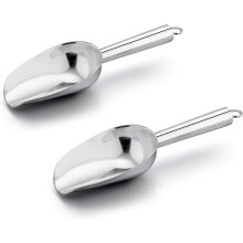 (As show, One size) Ice Scoop Set of 2,Mini Scoop, Stainless Steel Kitchen Utility Scoops, Ideal for Candy/Ice Cube/Flour