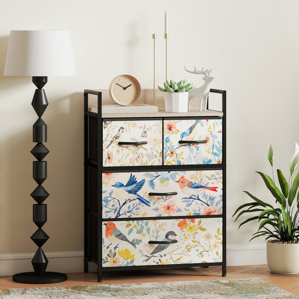 Homcom (White||S) Chest Of Drawers, Fabric Dresser With Open Shelf