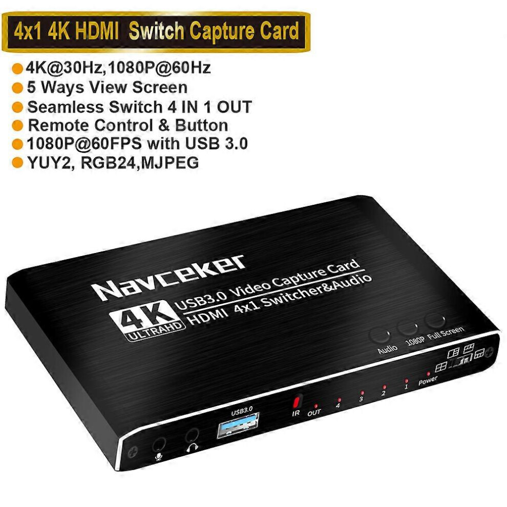 (ZY-AC7, One size) 2023 USB3.0 HDMI 4K60Hz Video Capture HDMI to USB Video Capture Card Dongle Game Streaming Live Stream Broadcast with MICinput