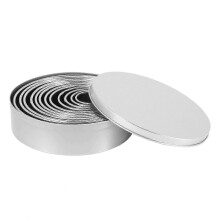 (As show, One size) Stainless Steel Fluted Edge Round Cookie Biscuit Cutter Set 12 Pieces Graduated Ring Sizes