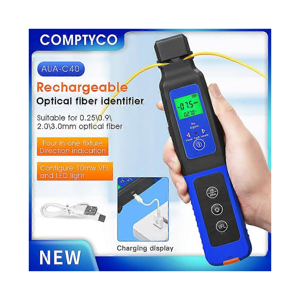 (As show, One size) New Rechargeable AUA-C40 Fiber Optic Identifier Visual Fault Locator 10mw Live Fiber Optical Identifier 800-1700nm