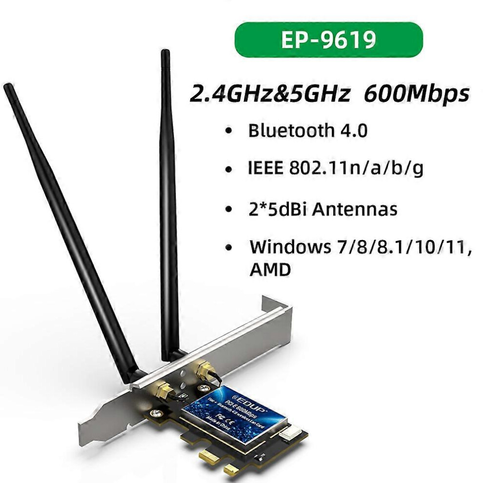 (EP-9620 1200M, One size) WiFi Adapter 1200Mbps PCI Express Wireless Network Card 2.4G/5GHz PCIE LAN Adapter Wireless Bluetooth For PC And Desktop