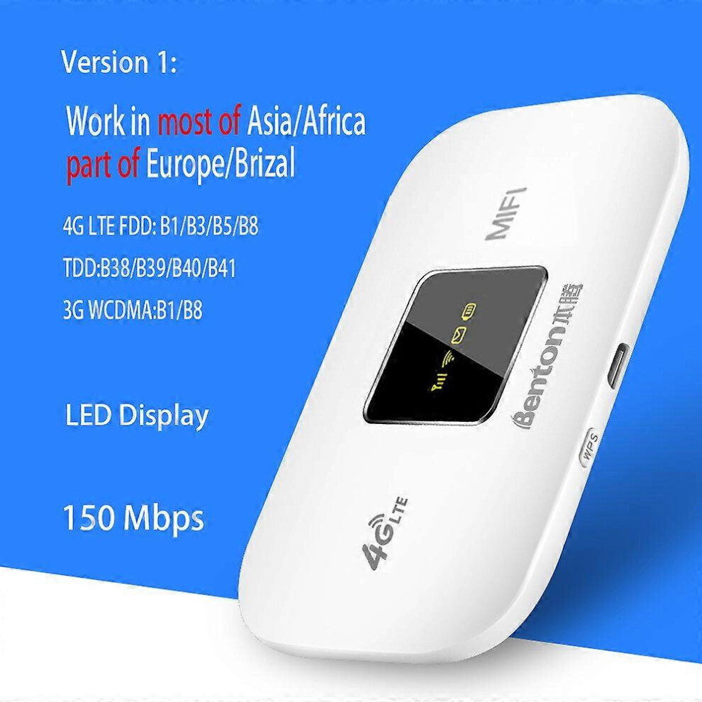 (3000mAh battery, EU version LCD) Unlock 4GLte WIfi Router Hotspot Wireless Pocket Mifi Sim Card Plug&Play Mobile 150Mbps High Speed Travel 3000mAh Battery