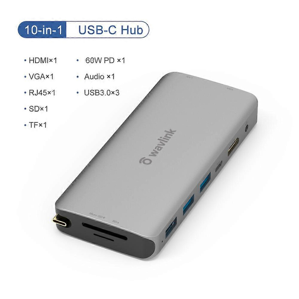 (6 IN 1, One size) USB Hub C HDMI Adapter 10 in 1 USB C to USB 3.0 Dock For Windows Mac USB-C Type C 3.1 Splitter USB C HUB 60W PD RJ45