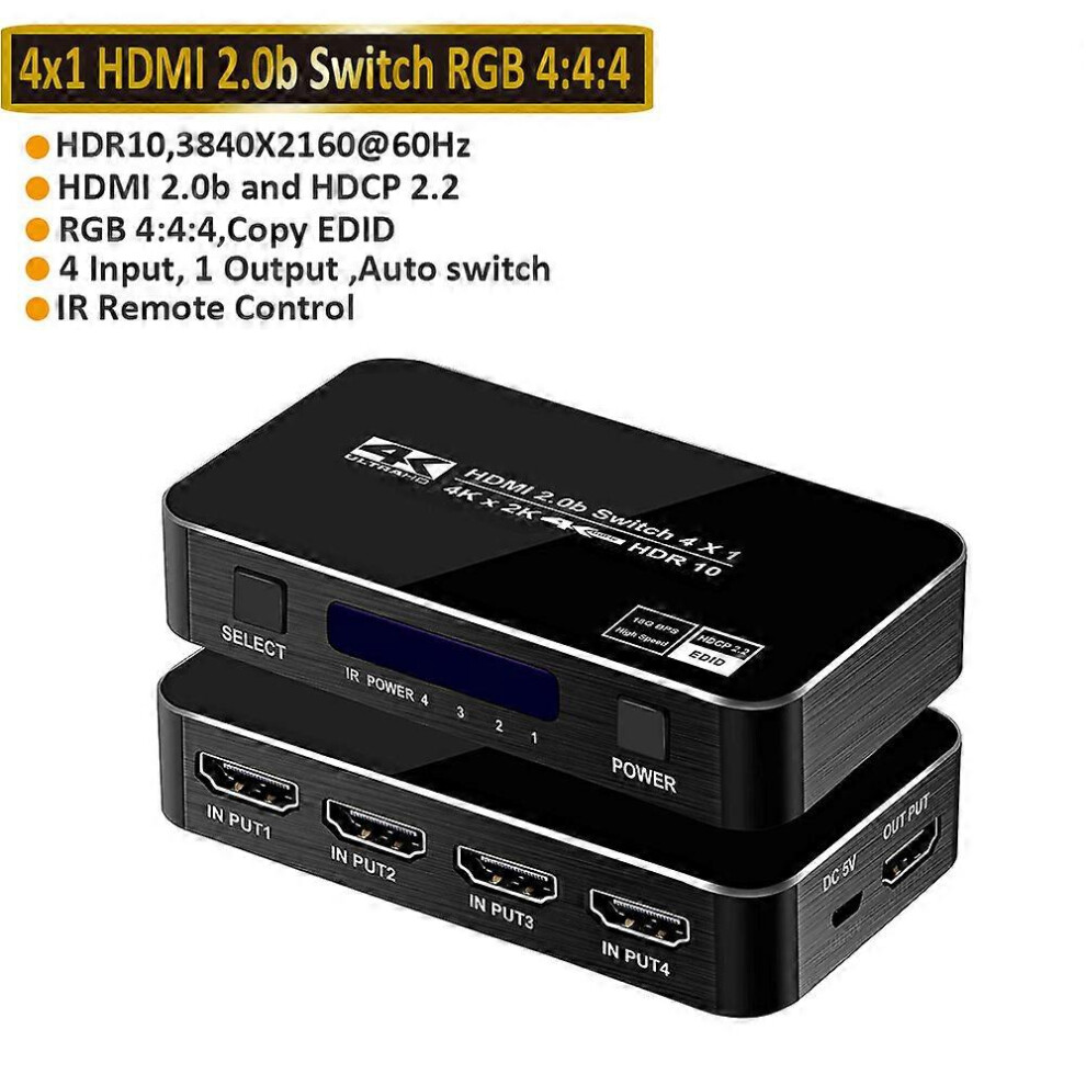 (AU Power Plug, ZY-HS14A1) 4K 60Hz Mini 3 Port HDMI Switch 2.0 4K Switcher HDMI Splitter 1080P HDR 3 in 1 out Port Hub for DVD HDTV Xbox PS3 PS4-image-OPC-PHK929D-NEW