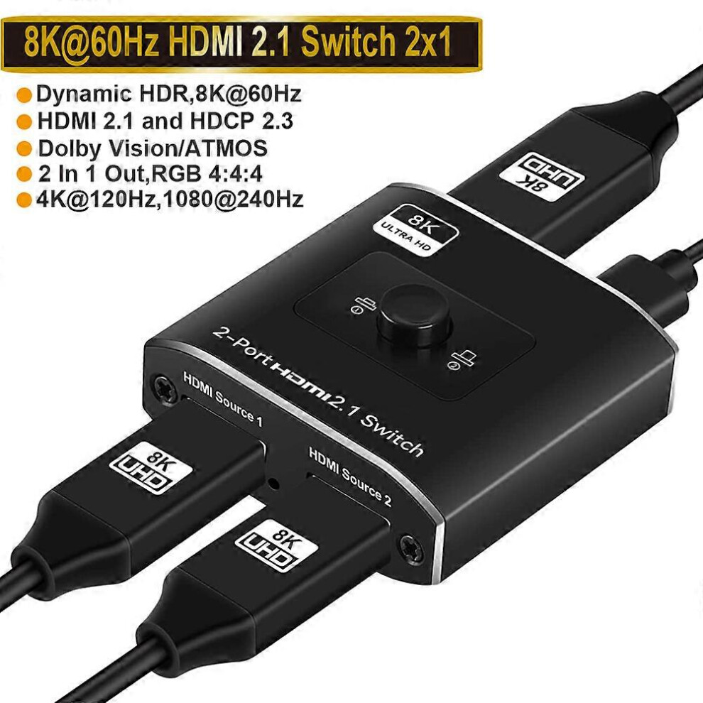(As show, One size) 8K HDMI 2.1 Switcher Selector 4K 120Hz HD Switch HDMI Splitter 4 In 1 Out 3 In 1 Out for laptop PC Switch TV Box PS5