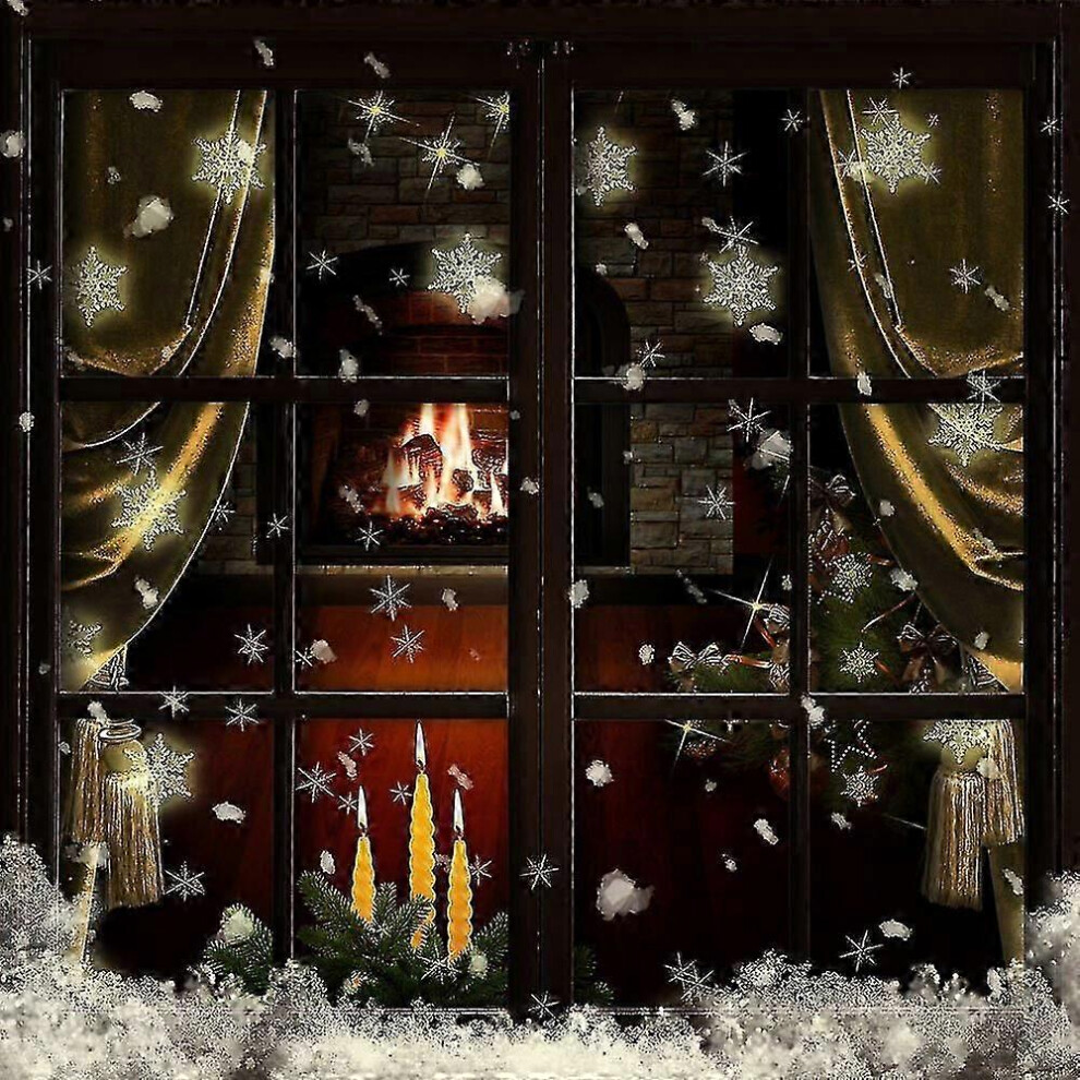 (As Show, One Size) 150X220 Cm Merry Christmas Backdrop Snowflakes Fireplace Vintage Window Curtain Heavy Snow Winter Xmas Backdrops Happy New Year Ph 4632480862739
