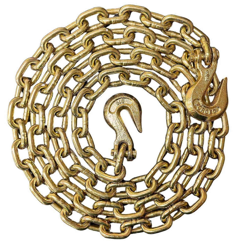 (As Show, One Size) 3/8' X 10' Grade 70 Transport Binder Chain 6600Lb Wll Clevis Grab Hook, Tiedown, Towing 4632480820753