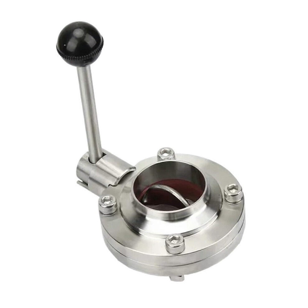 (As Show, One Size) Ss304 21/4'' 57Mm Pipe Od Sanitary Weld Butterfly Flow Control Valve Dairy Product Homebrew 4632480821255