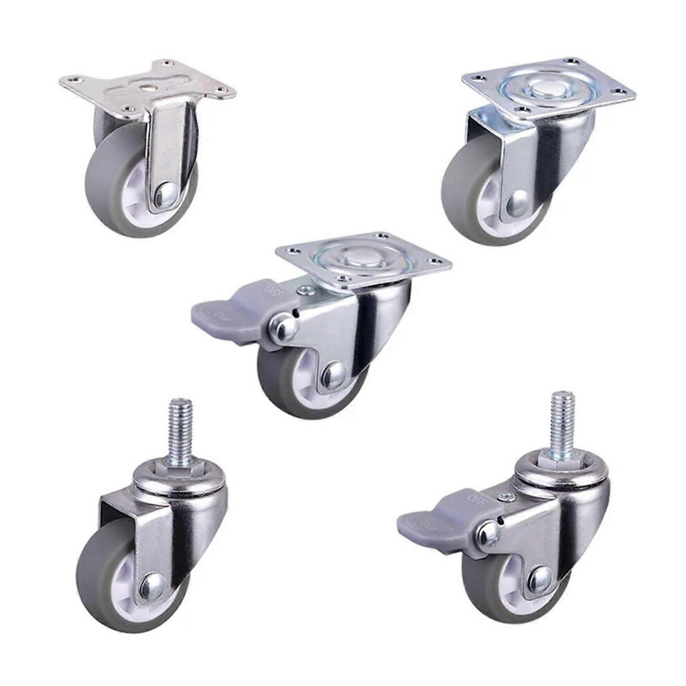 (As Show, One Size) Set Of 4 Casters 1 Inch Gray Tpe Screw Caster M6 Silent Wheel Diameter 25 Mm Household Universal Wheel 4632480805804