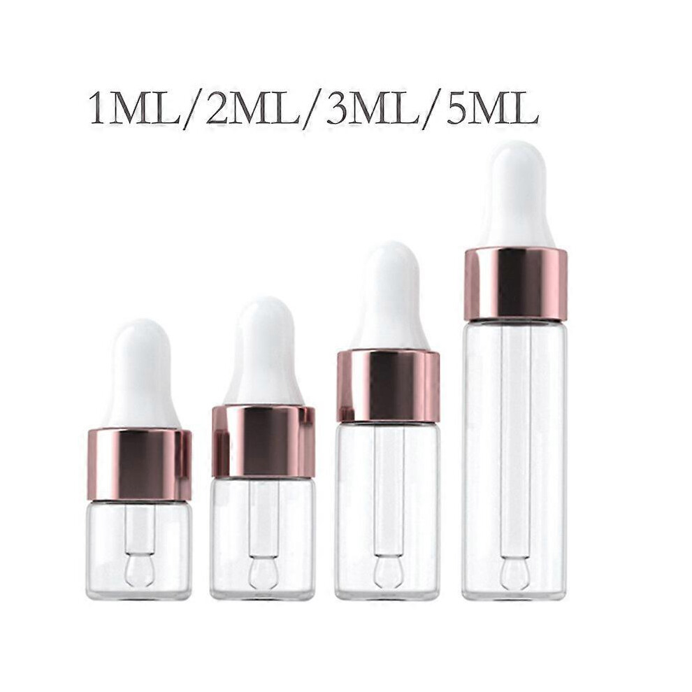 (1ml, One size) 100pcs/Pack 1ml 2ml 3ml 5ml  Dropper Bottle Empty Rose Gold Essential Oils Bottles Glass Vials Dropper Refillable Clear