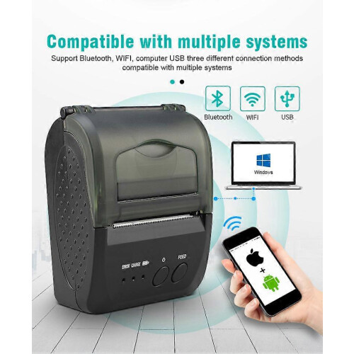 (AU Plug, 58IIH Bluetooth USB) 58mm Portable printer mini printer Bluetooth Wireless Receipt Printer for Android/iOS /Windows 1