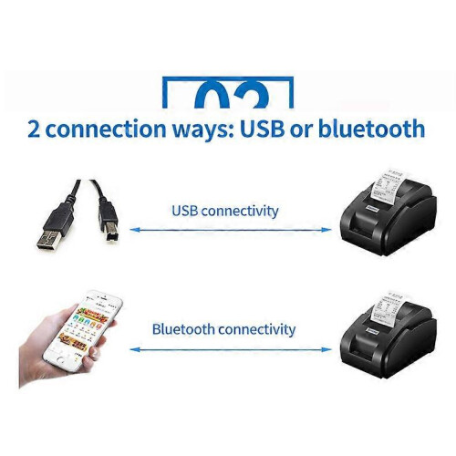 (EU plug, 58IIH USB Black) 58mm Portable printer mini printer Bluetooth Wireless Receipt Printer for Android/iOS /Windows 2