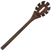(As show, One size) Walnut Wood Spaghetti Pasta Server Long Handle Wooden Pasta Spoon with Teeth Pasta Forks Walnut Woo