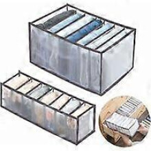 (As show, One size) Jeans Storage Box, Triomphe Clothes Drawer Mesh Divider Box, Foldable and Washable Storage Box, Suitable 2p