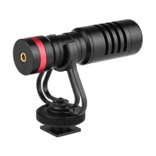 (As show, One size) Cardioid Directional Condenser Microphone with Anti-Shock Mount 3.5mm TRS and TRRS Audio Output Cables Sponge Windshield Furry Windshield for Smartpho