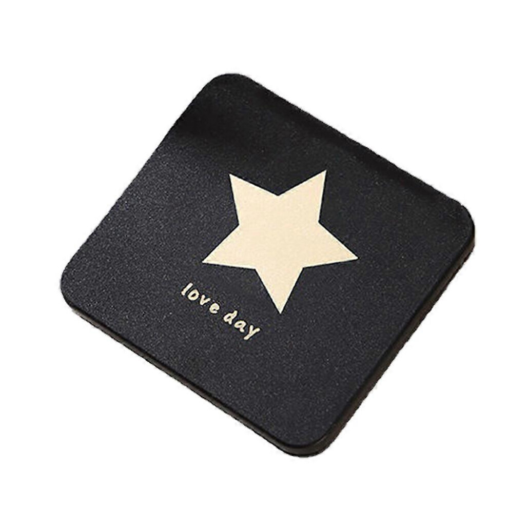 (As show, One size) Compact Travel Makeup Magnifying Mirror Small Portable Folding Mirror with Handheld and Easy to Carry Black-star