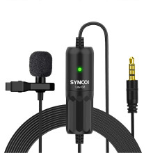 (As show, One size) SYNCO Lav-S8 Professional Lavalier Microphone Clip-on Omnidirectional Lapel Mic Noise Reduction Auto-Pairing 8M/ 26.2ft Long Cable for DSLR Camera Sma