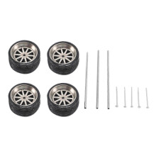 (As show, One size) 4Pcs 1/64 Scale Alloy Wheels Tire Alloy Model Car General Modified Tire for 1:64 Vehicles General Model Tire B5