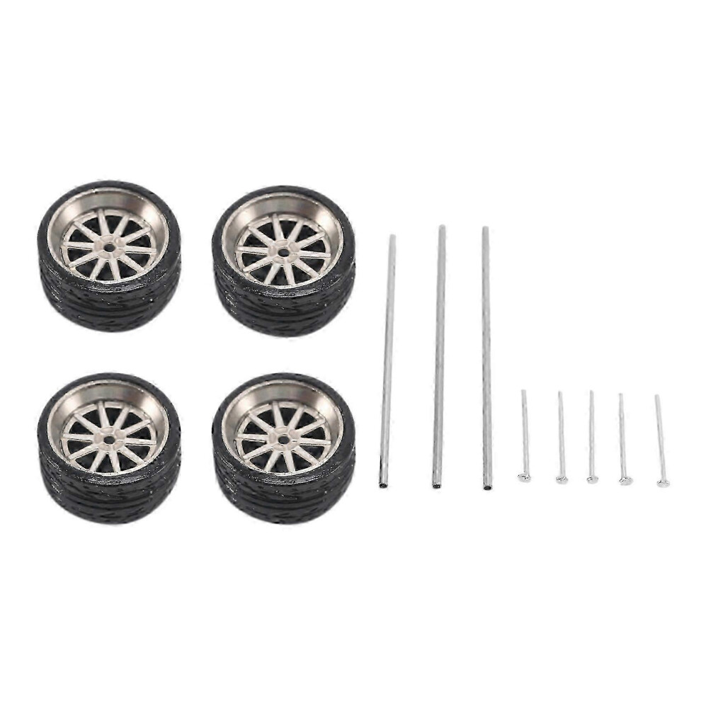 (As Show, One Size) 4Pcs 1/64 Scale Alloy Wheels Tire Alloy Model Car General Modified Tire For 1:64 Vehicles General Model Tire B5 4631898201888