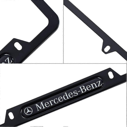(As show, One size) License Plate Frames For Mercedes Benz (2-pack, Black) 1