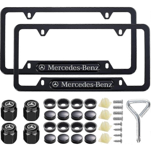 (As show, One size) License Plate Frames For Mercedes Benz (2-pack, Black)