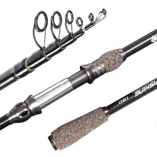 (As show, One size) 1.8m / 2.1m / 2.4m / 2.7m Telescopic Carbon Fishing Rod Ultralight Travel Sea Fishing Rod Pole with Cork Handle
