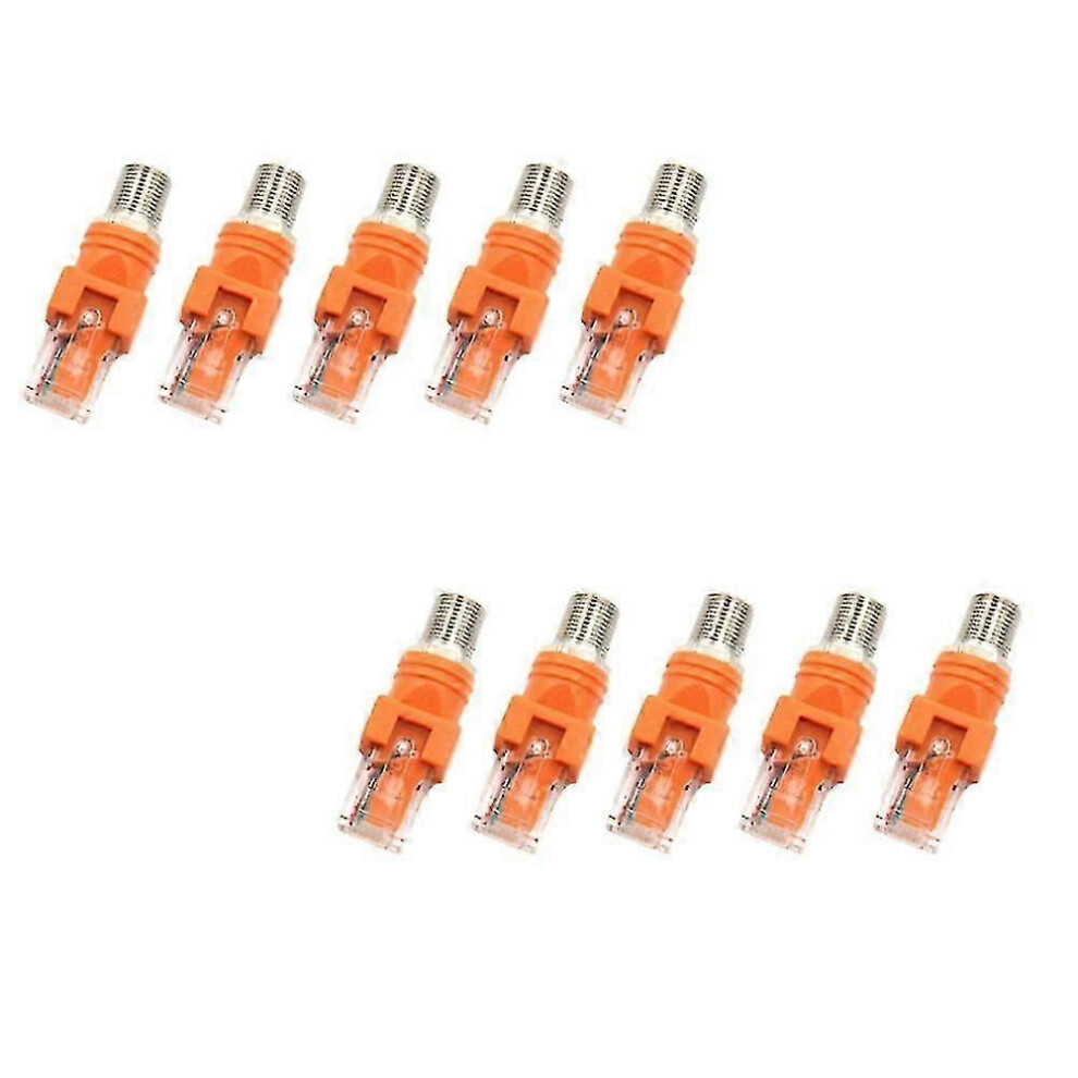 (As Show, One Size) 10Pcs F-Type Connector Rf Female To Rj45 Male Coaxial Barrel Coupler Adapter Coax Adapter, Rj45 To 4633396587891