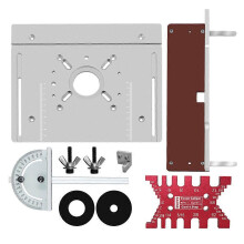 (As show, One size) Set of 4 Router Table Insert Plate Aluminum Alloy Wood Milling Flip Board Trimming Machine Engraving Auxiliary Tool Woodworking Benches