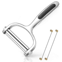 (As show, One size) Stainless Steel Wire Cheese Slicer, Adjustable Cheese Cutter with 2 Extra Wires, Kitchen Hand Held