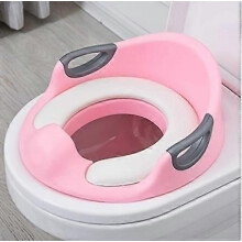 (As show, One size) Potty Training Seat, Toddler Toilet Seat for Kids with Soft PU Cushion, Non-Slip and Splash Guard+Safe Handles-Pink