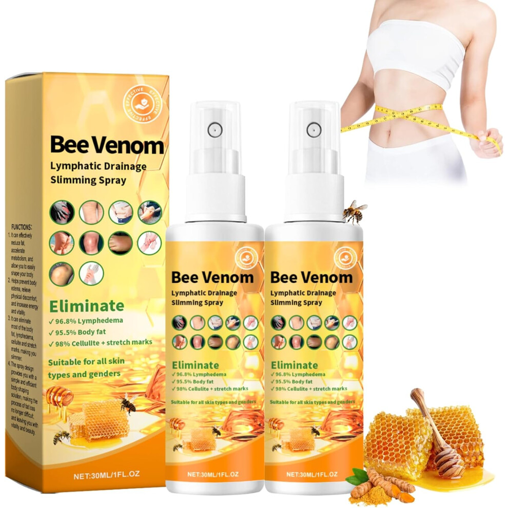 Gogerstar 2Pcs Bee Venom Lymphatic Drainage Spray, Cellulite Reduction Spray, Bee Venom Body Spray, Lymphatic Massage Spray For Body, Accelerate Metabolism