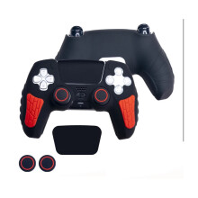 (Black Red) For PS5 Controller Skin Anti-Slip Silicone Protective Case & Thumb Grips New