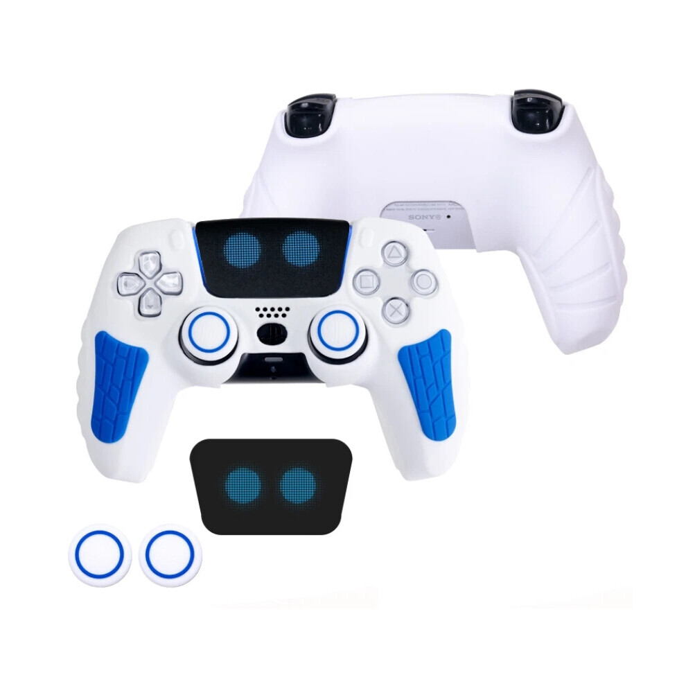 (Robot) For Ps5 Controller Skin Anti-Slip Silicone Protective Case & Thumb Grips New 6963793690336