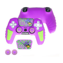 (Purple EVA) For PS5 Controller Skin Anti-Slip Silicone Protective Case & Thumb Grips New