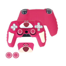 (Pink Bear) For PS5 Controller Skin Anti-Slip Silicone Protective Case & Thumb Grips New