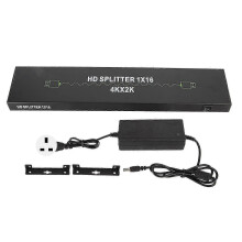 (As show, One size) 4K 1 in 16 Out HD Multimedia Interface Splitter Support 4K 30Hz 3D 1x16 HD Multimedia Interface Splitter 100?240V UK Plug