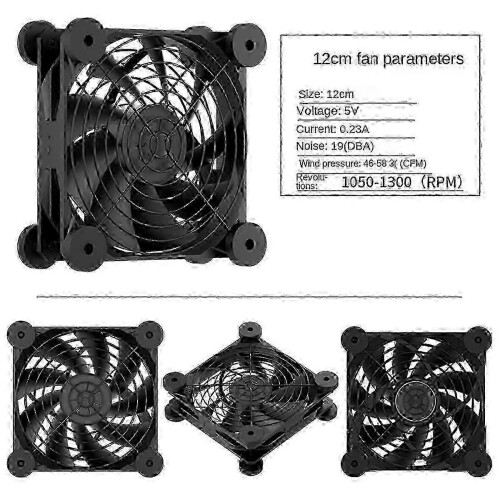(As show, One size) Computer Pc Case Fan Usb Powered 5v Silent Chassis Cooler For Router Cooling Screws Protective Net 1