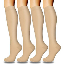 (As show, One size) 4 Pairs Copper Compression Socks For Women & Men Circulation 15-20 Mmhg,best Support For Nurses Running