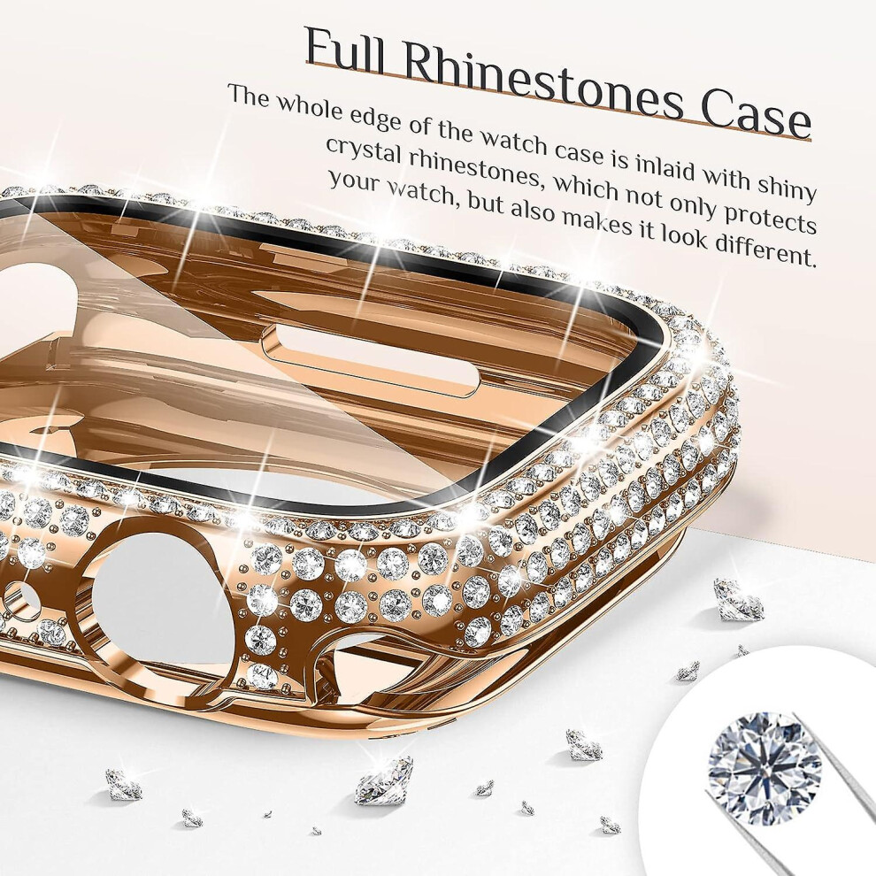 (As show, One size) Goton 2 In 1 Waterproof Bling Case For Apple Watch 40mm Screen Protector Se (2nd Gen) Series 6 5 4, Full Glitter Diamond Rhineston