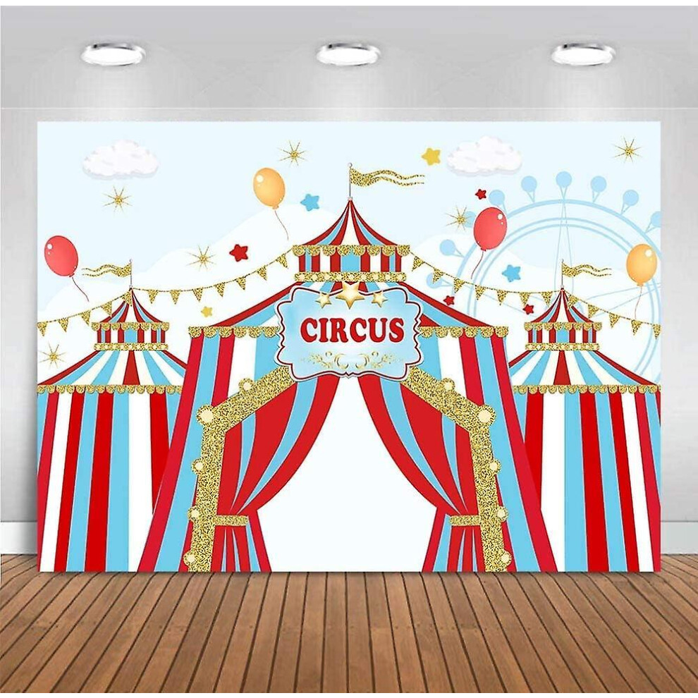 (As Show, One Size) 7X5ft Circus Photography Backdrop Carnival Carousel Big Top Tent First 1St Background Baby Shower Kids Birthday Party Banner S Red 4632597885096