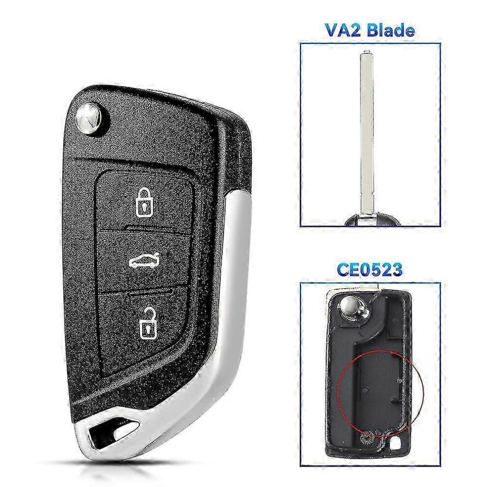(As Show, One Size) For Peugeot 306 407 Partner For Citroen C2 C4 C5 C6 C8 Berlingo Picasso Ce0523 Ce0536 2/3B Filp Remote Car Key Shell Case 4631898298406