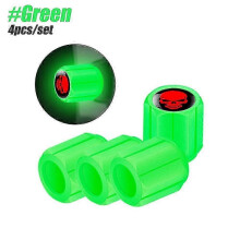 (As show, One size) 4pcs Luminous Valve Caps Fluorescent Tire Stem Caps Skull Style Valve Cover Glow Tire Air Wheel Caps For Cars Motorcycles