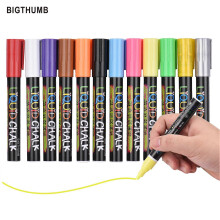 (As show, One size) BIGTHUMB Liquid Chalk Markers 12 Vibrant Colors with 3mm Reversible Tip Erasable Water-based Chalkboards Marker Pens Non Toxic Quick Drying for Blackb